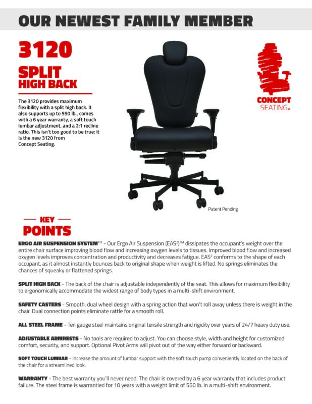 3120 Split High Back Chair specs thumb